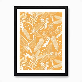 Yellow Leaf Pattern Art Print