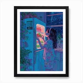 Midnight Snack Lo Fi Kawaii Illustration 5 Art Print