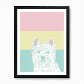 West Highland White Terrier Dog Pastel Line Illustration  2 Art Print