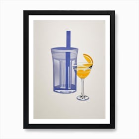 Daiquiri Picasso Line Drawing Cocktail Poster Art Print