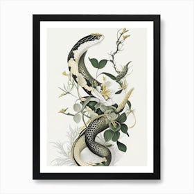 Greater Green Snake Gold And Black Art Print