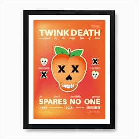 Twink Death - Peach Skull Face LGBTQ+ Poster Art Print