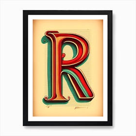 R, Letter, Alphabet Vintage Sketch 1 Art Print