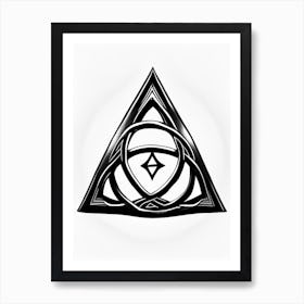 Triquetra, Symbol, Third Eye Simple Black & White Illustration 3 Art Print