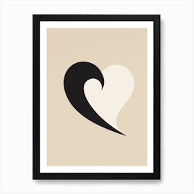 Gold Cream Black Heart 2 Art Print