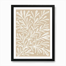 Beige White Plant Art Print