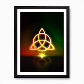 Neon Geometric Glyph in Watermelon Green and Red on Black n.0180 Art Print