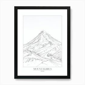 Mount Elbrus Russia Line Drawing 7 Poster Art Print