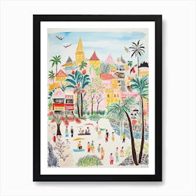 Jakarta, Dreamy Storybook Illustration 4 Art Print