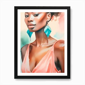 Close Up Of A Woman Wearing Earrings Art Print