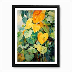 Tropical Plant Painting Golden Pothos Art Print