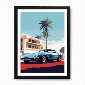 A Ferrari 250 Gto In The French Riviera Car Illustration 1 Art Print