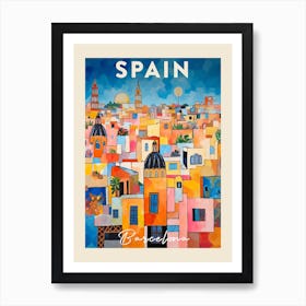 Barcelona Spain 3 Fauvist Painting  Travel Poster Art Print