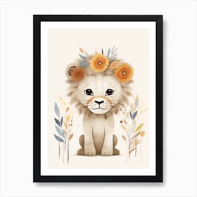 Watercolour Jungle Animal Baby Lion 2 Poster