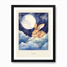 Baby Hare 1 Sleeping In The Clouds Nursery Poster Art Print