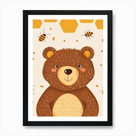 Teddy Bear With Bees 1 Art Print