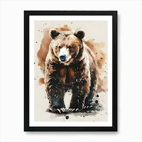 Brown Bear Watercolor Painting Art Print