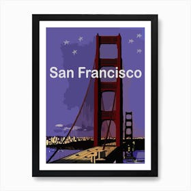 San Francisco, Golden Gate Bridge At Night Art Print