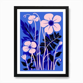 Blue Flower Illustration Lilac 1 Art Print