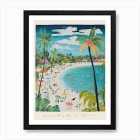 Poster Of Siesta Key Beach, Florida, Matisse And Rousseau Style 1 Art Print