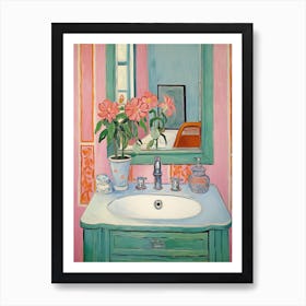Bathroom Vanity Painting With A Cosmos Bouquet 2 Art Print