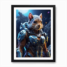 Squirrel In Cyborg Body #1 Art Print