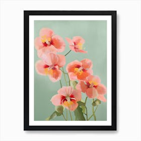 Orchids Flowers Acrylic Painting In Pastel Colours 11 Art Print