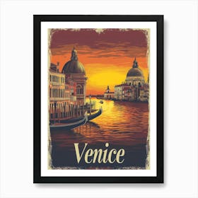 Aihrgdesign A Retro Travel Poster For Venice 2 Art Print