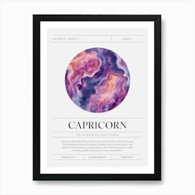 Capricorn Zodiac Sign, Garnet Birthstone Crystal Gem Art Print