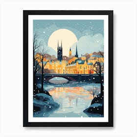 Winter Travel Night Illustration Richmond England 2 Art Print