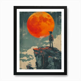 boy at sunset hill Art Print