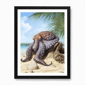 Coconut Octopus Illustration 5 Art Print