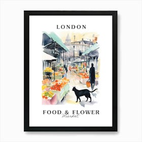 Food Market With Cats In London 2 Poster Art Print