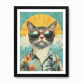 Vintage Retro Poster Cool Cat 20 Art Print