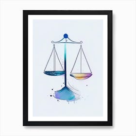 Balance Scale Symbol Minimal Watercolour Art Print