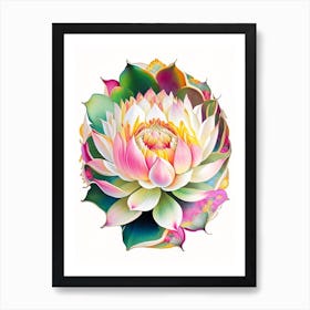 Sacred Lotus Decoupage 1 Art Print