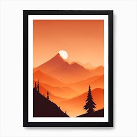 Misty Mountains Vertical Composition In Orange Tone 347 Art Print