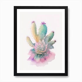 Star Cactus Pastel Watercolour 1 Art Print