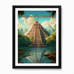 Mayan Pyramids Mexico Vibrant Travel Art Art Print