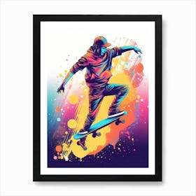 Skateboarding In Oslo, Norway Gradient Illustration 4 Art Print