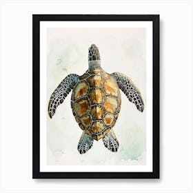 Vintage Sea Turtle Watercolour Art Print