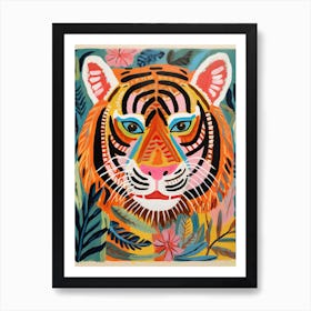 Tiger Art In Outsider Art Style 1 Art Print