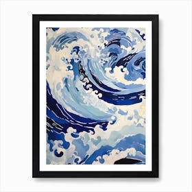 Contemporary Coastal Blue Waves Art Print