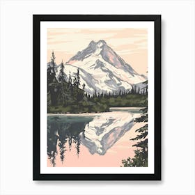 Mount Baker Usa Color Line Drawing (1) Art Print