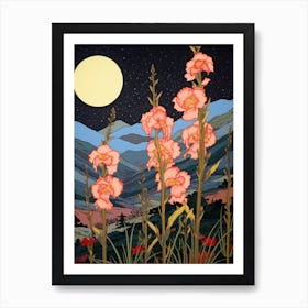 Gladiolus Mountain Landscape Art Print