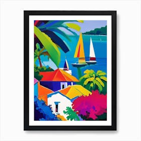 Guadeloupe Colourful Painting Tropical Destination Art Print