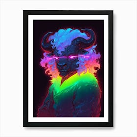 Bull With Rainbow Eyes Art Print