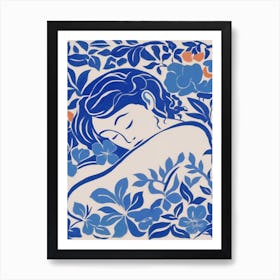 Blue Woman Silhouette 7 Art Print
