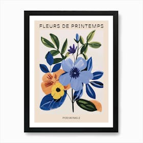 Spring Floral French Poster  Periwinkle 2 Art Print