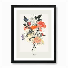 Rose 4 Collage Flower Bouquet Poster Art Print